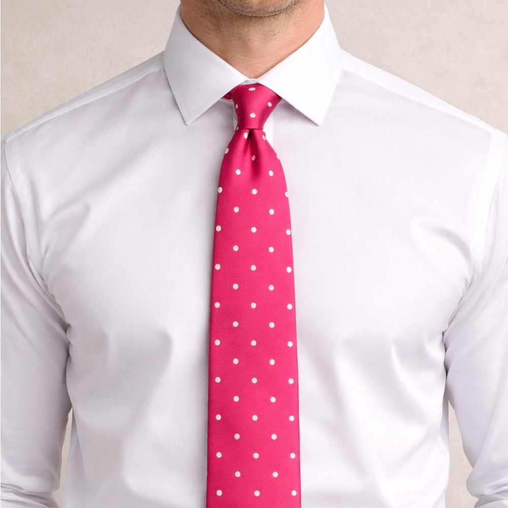 Brooks Brothers Tie in Pink with White Dots Silk 61x3.75